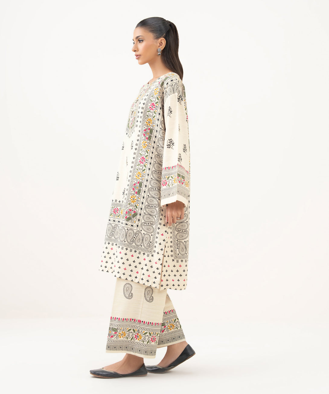 Women's RTW Light Khaddar Printed Drop Shoulder Multi Shirt