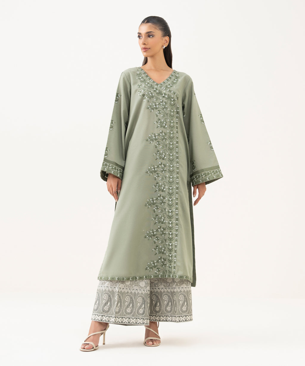Embroidered Light Khaddar Shirt