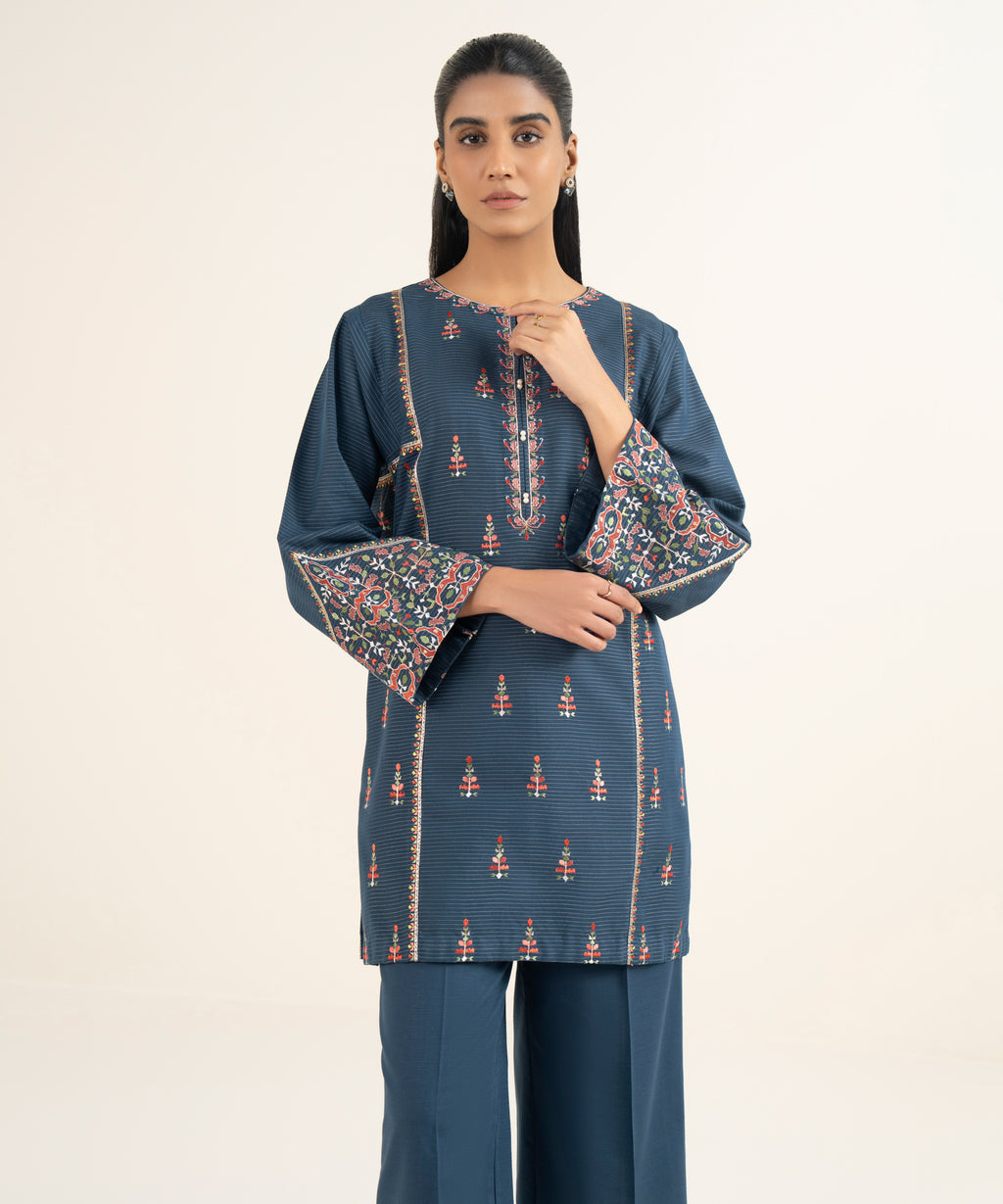 Embroidered Zari Cotton Shirt