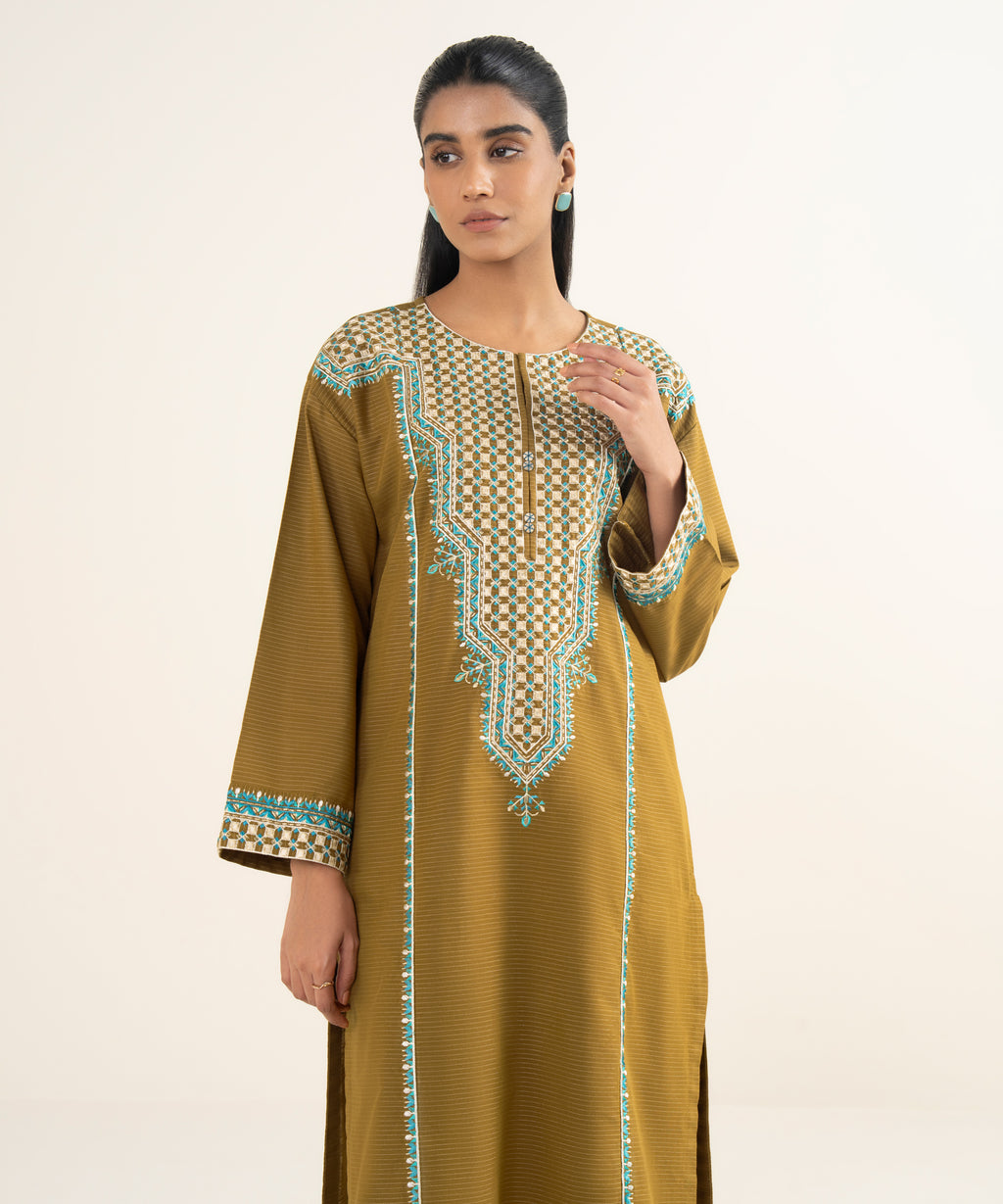 Embroidered Zari Khaddar Shirt