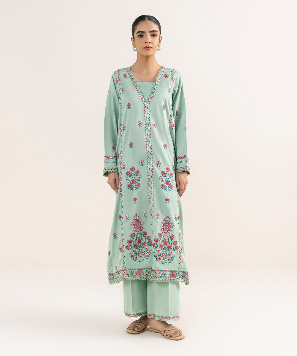 Embroidered Cotton Satin Shirt