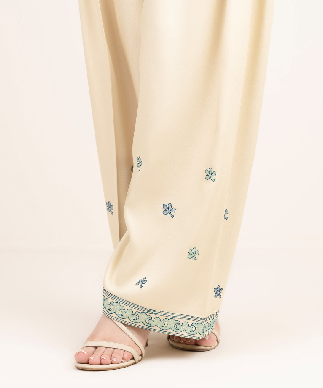 Women's RTW Viscose Marina Embroidered Off White Shalwar