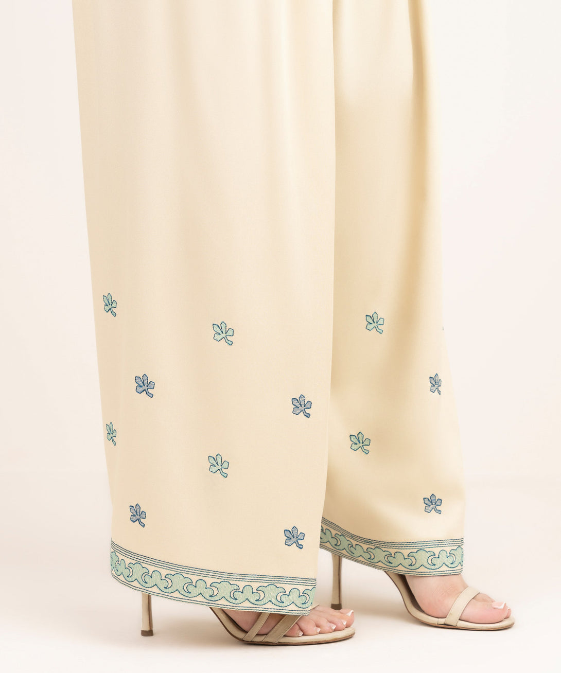 Women's RTW Viscose Marina Embroidered Off White Shalwar
