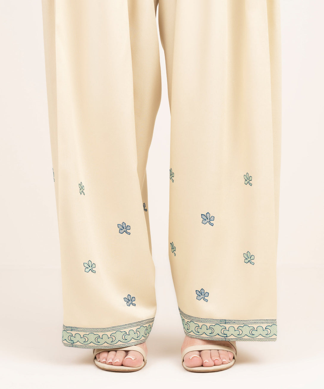 Women's RTW Viscose Marina Embroidered Off White Shalwar