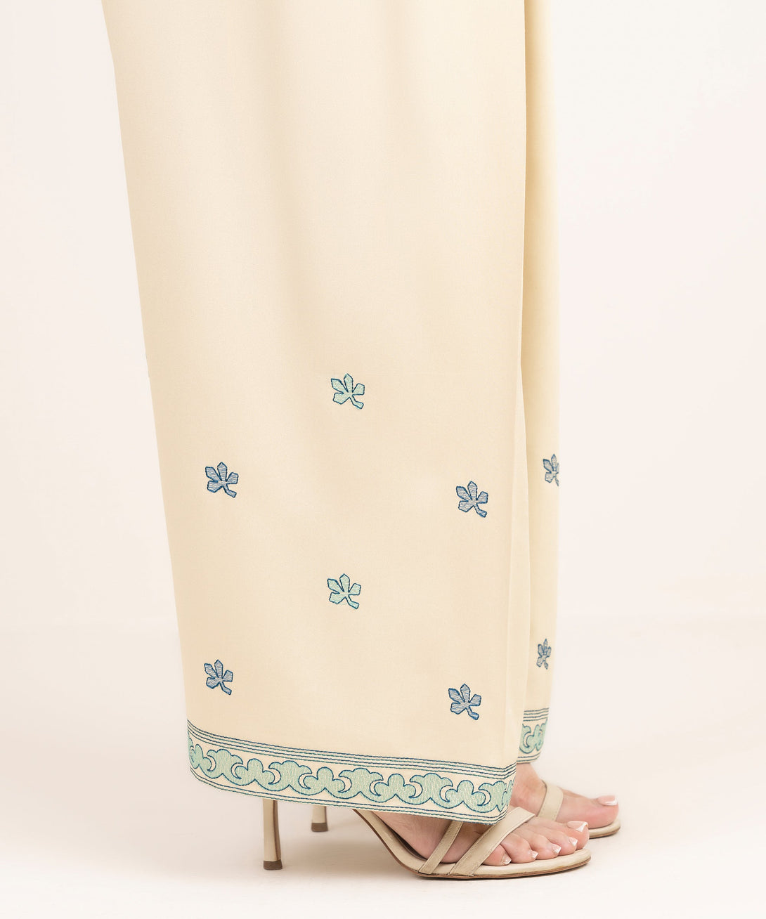 Women's RTW Viscose Marina Embroidered Off White Shalwar