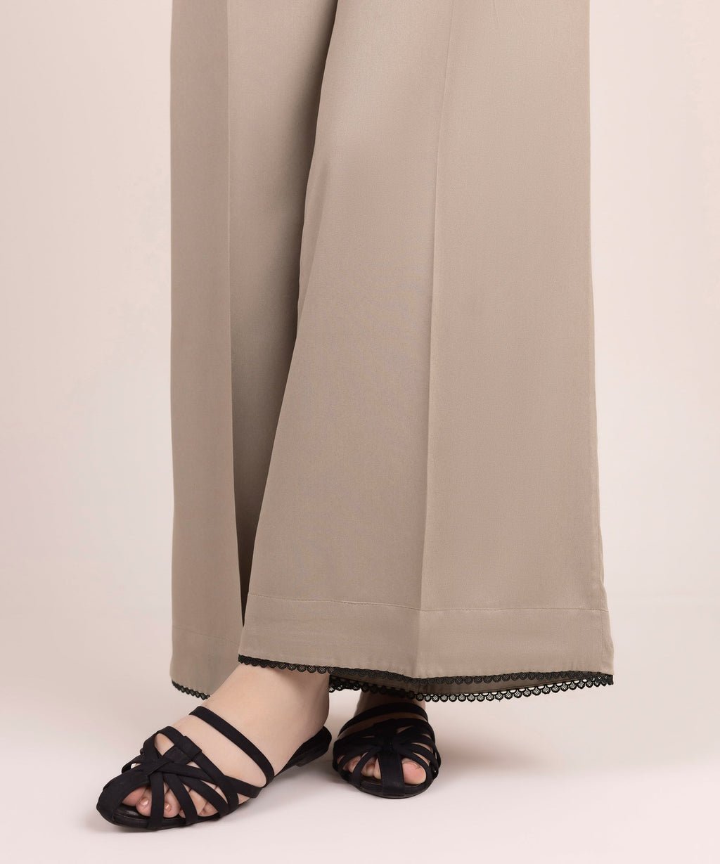 Women's RTW Viscose Marina Solid Grey Flared Pants