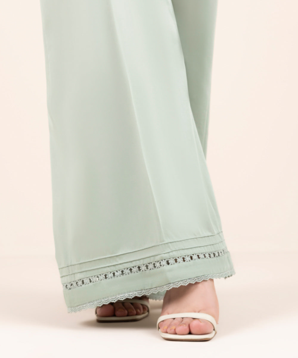 Cotton Satin Flared Pants