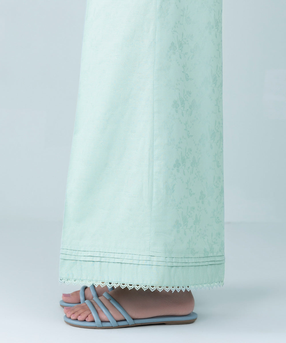 Women's Pret Cotton Jacquard Pastel Blue Dyed Culottes