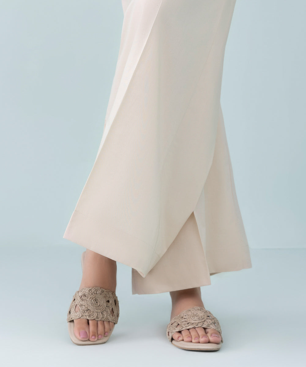 Women's Pret Cambric Beige Printed Culottes