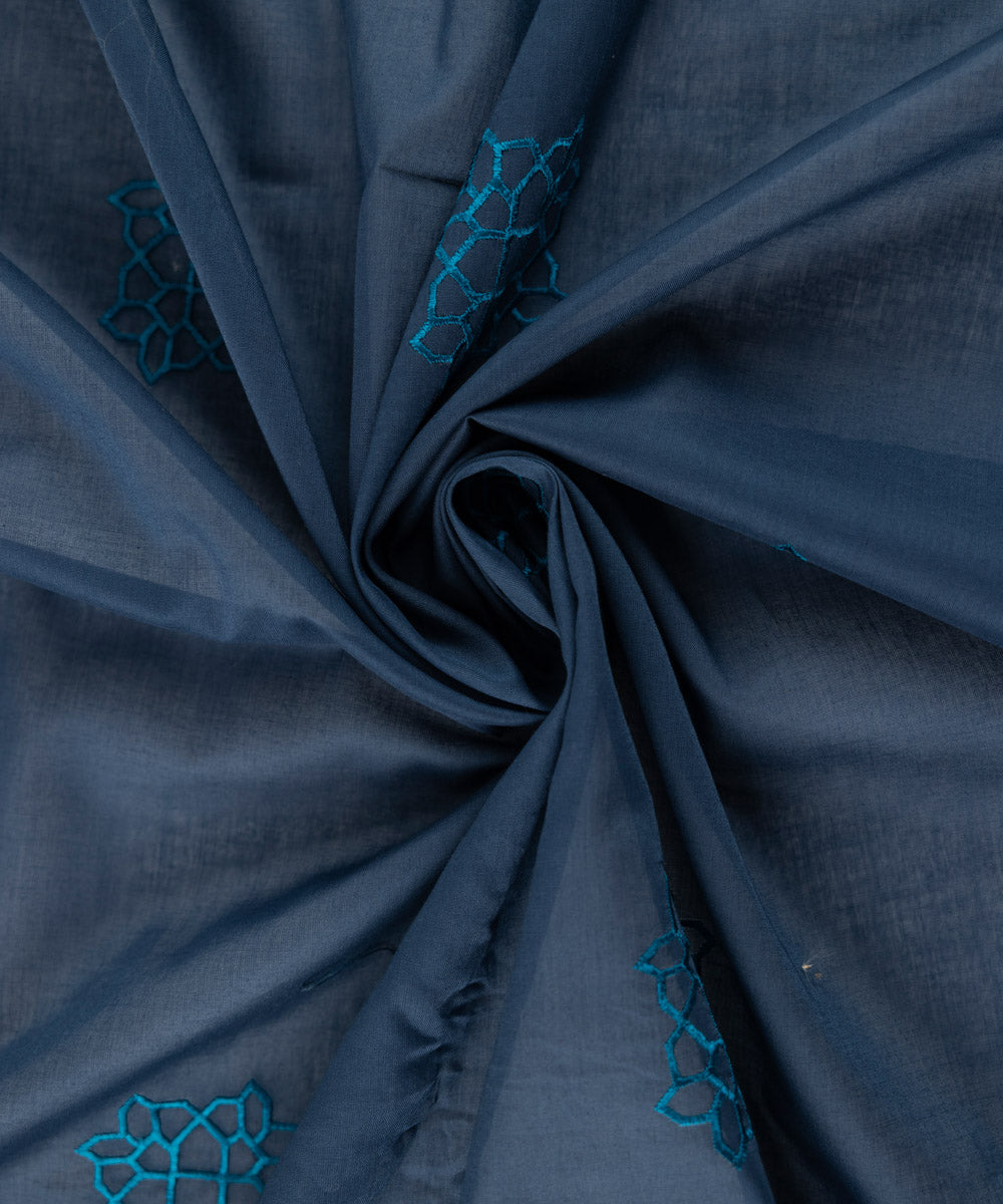 Fine Voile Embroidered Blue Dupatta