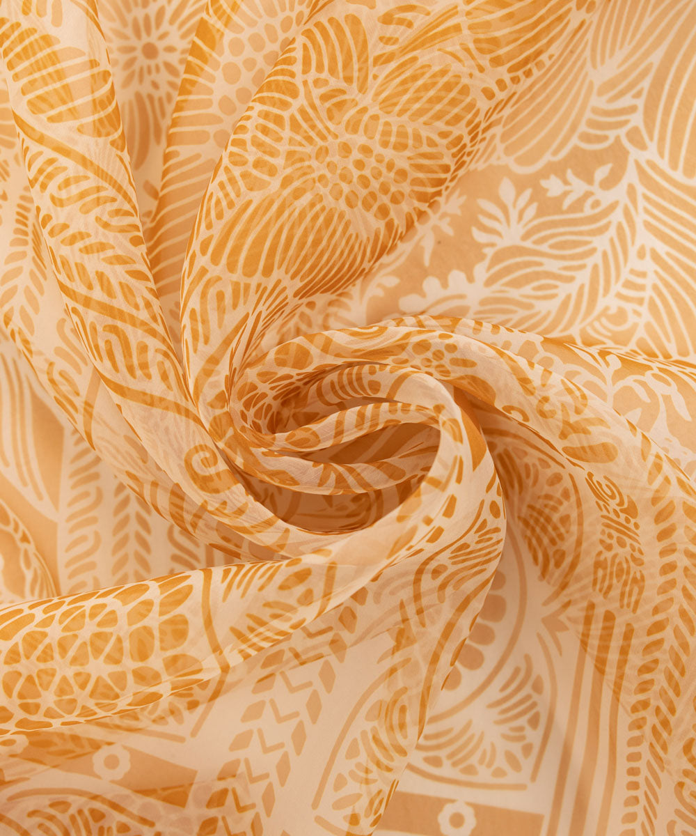 Blended Organza Printed Orange Dupatta