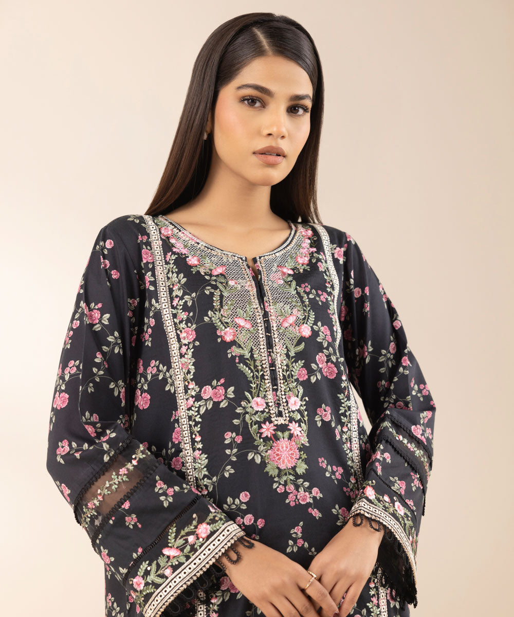 Embroidered Cotton Satin Shirt