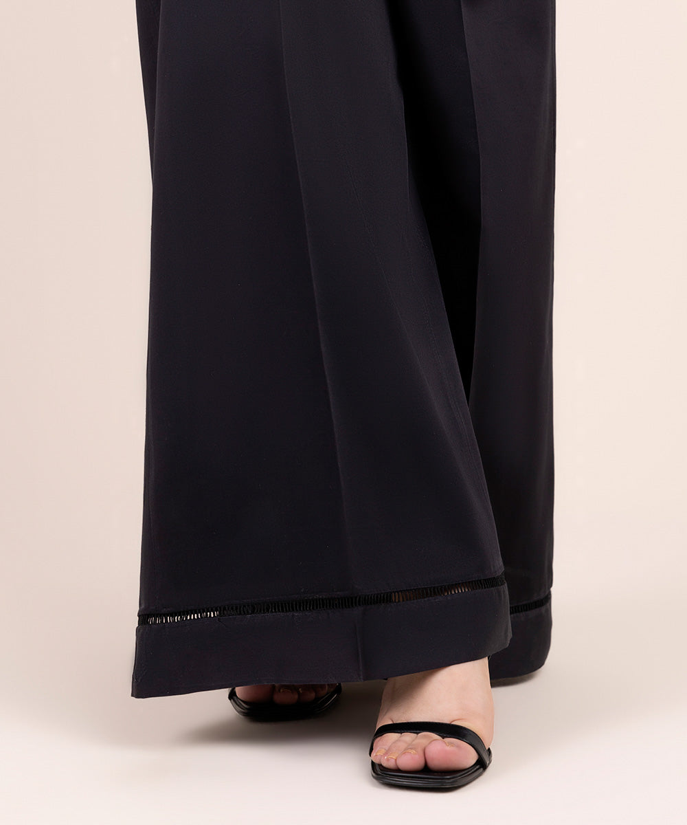 Cotton Satin Flared Pants