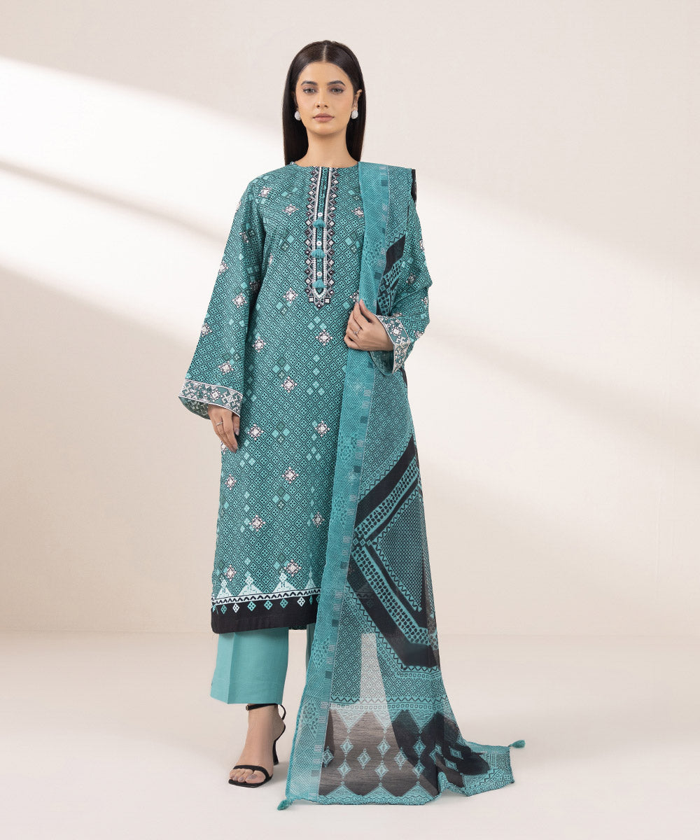 Manar Blue Printed Dupatta