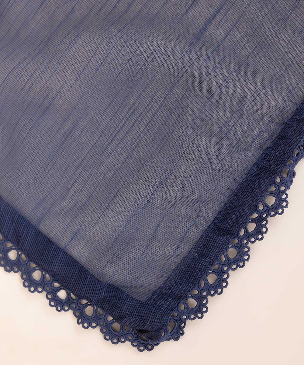 Blended Raw Net Blue Solid Dupatta