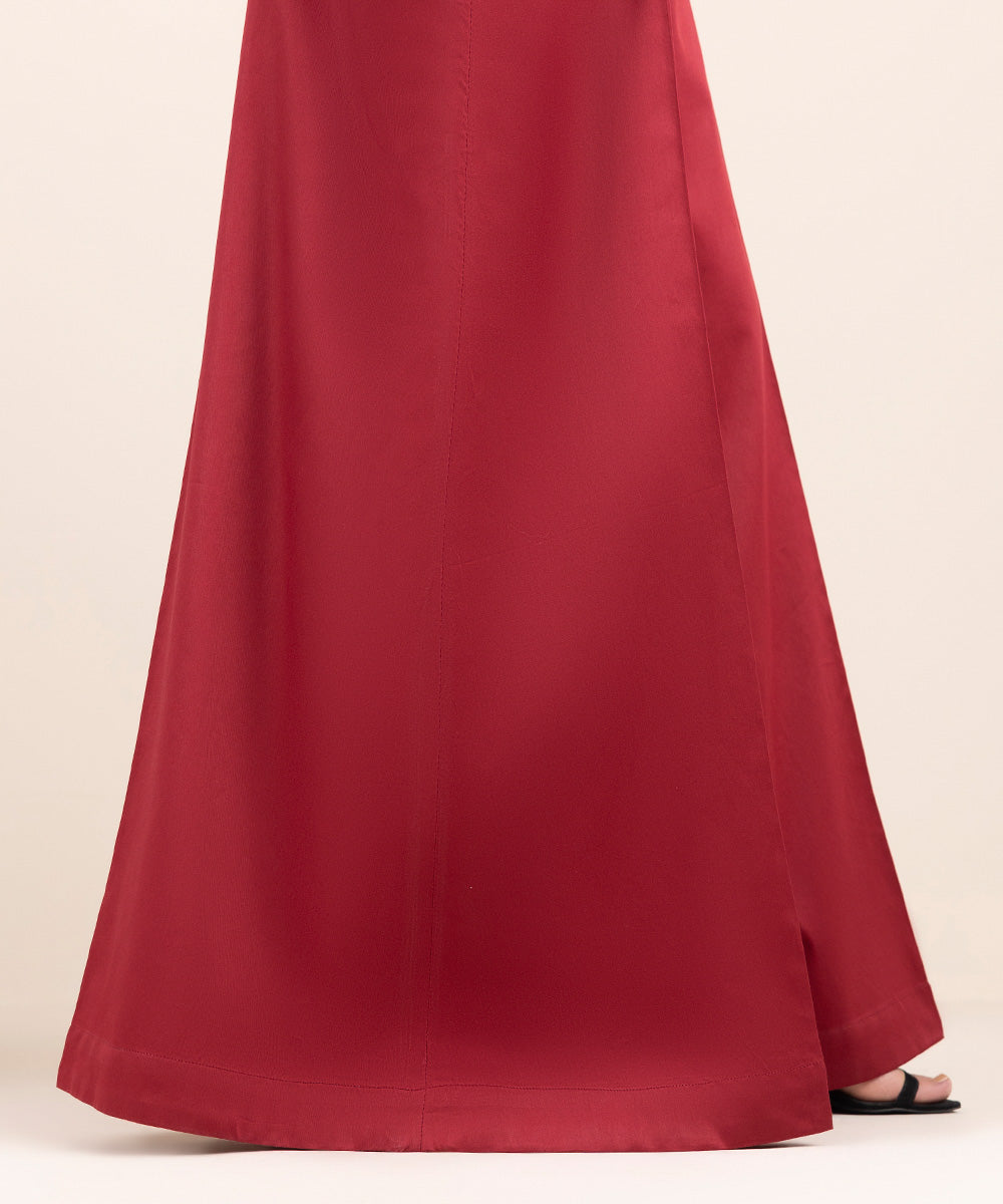 Women's Pret Blended Satin Red Solid Sharara