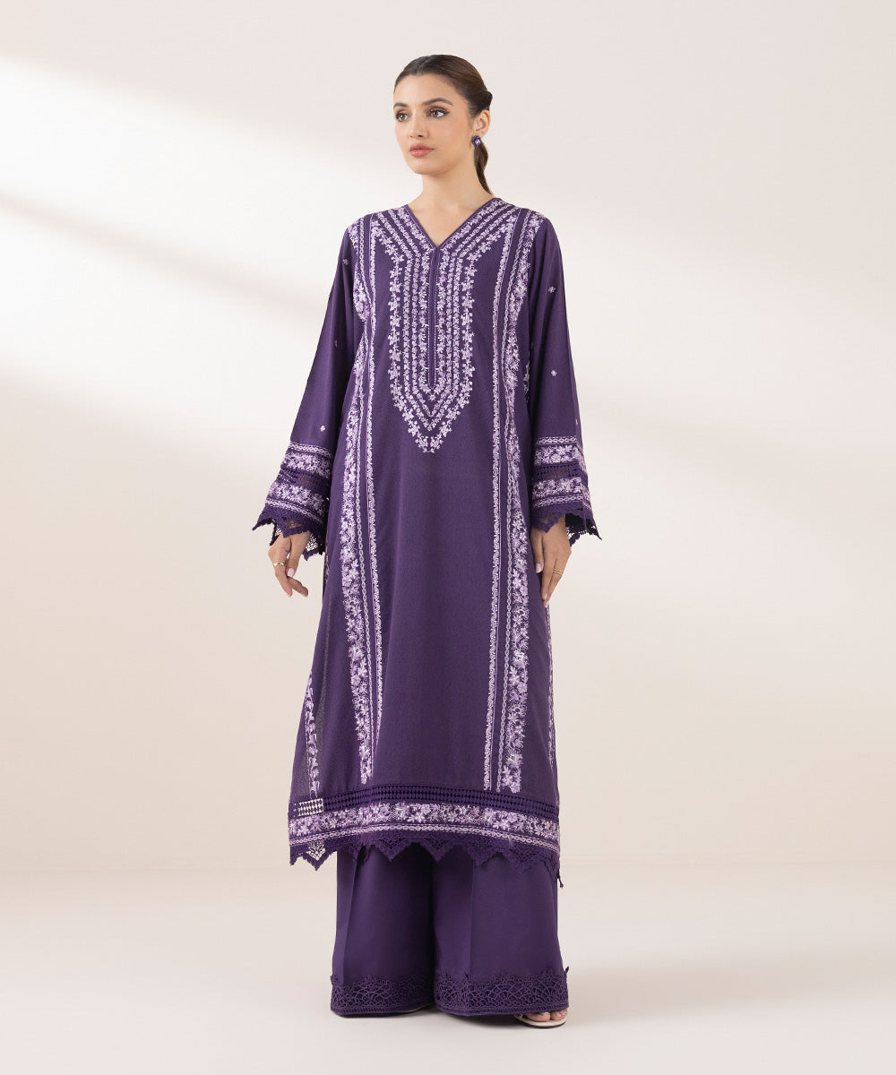 Embroidered Cotton Karandi Shirt