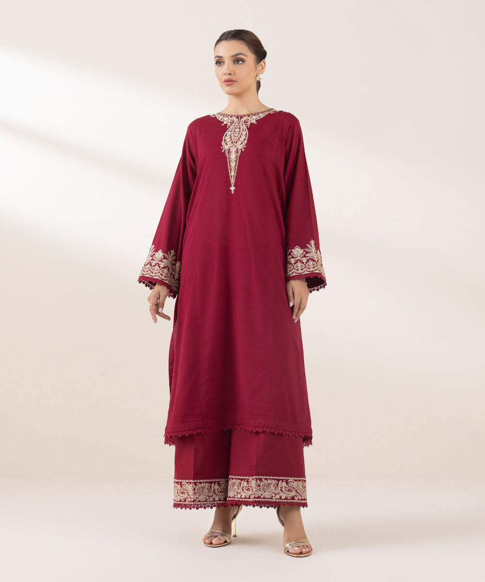 Embroidered Cotton Karandi Shirt