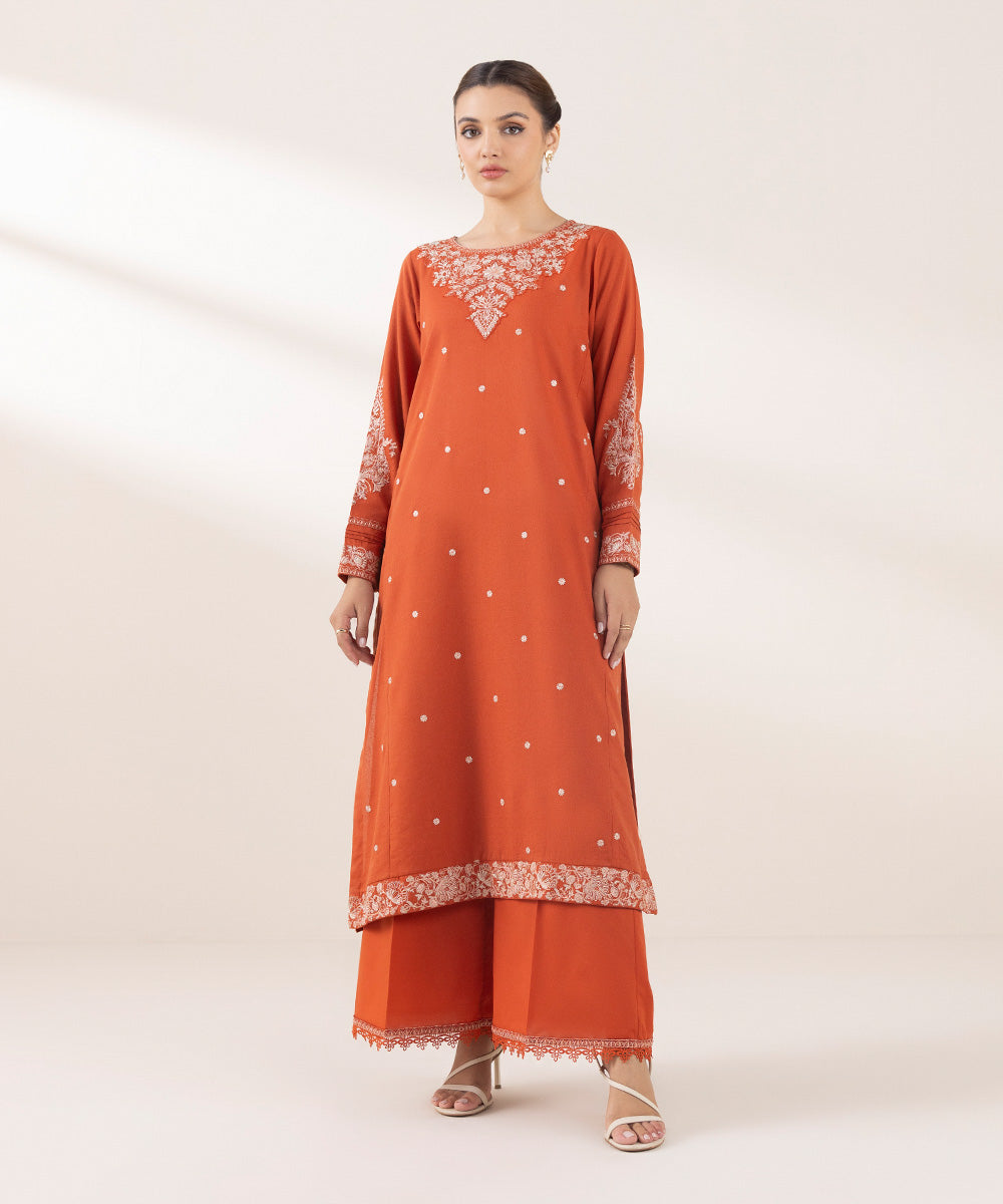 Embroidered Cotton Karandi Shirt