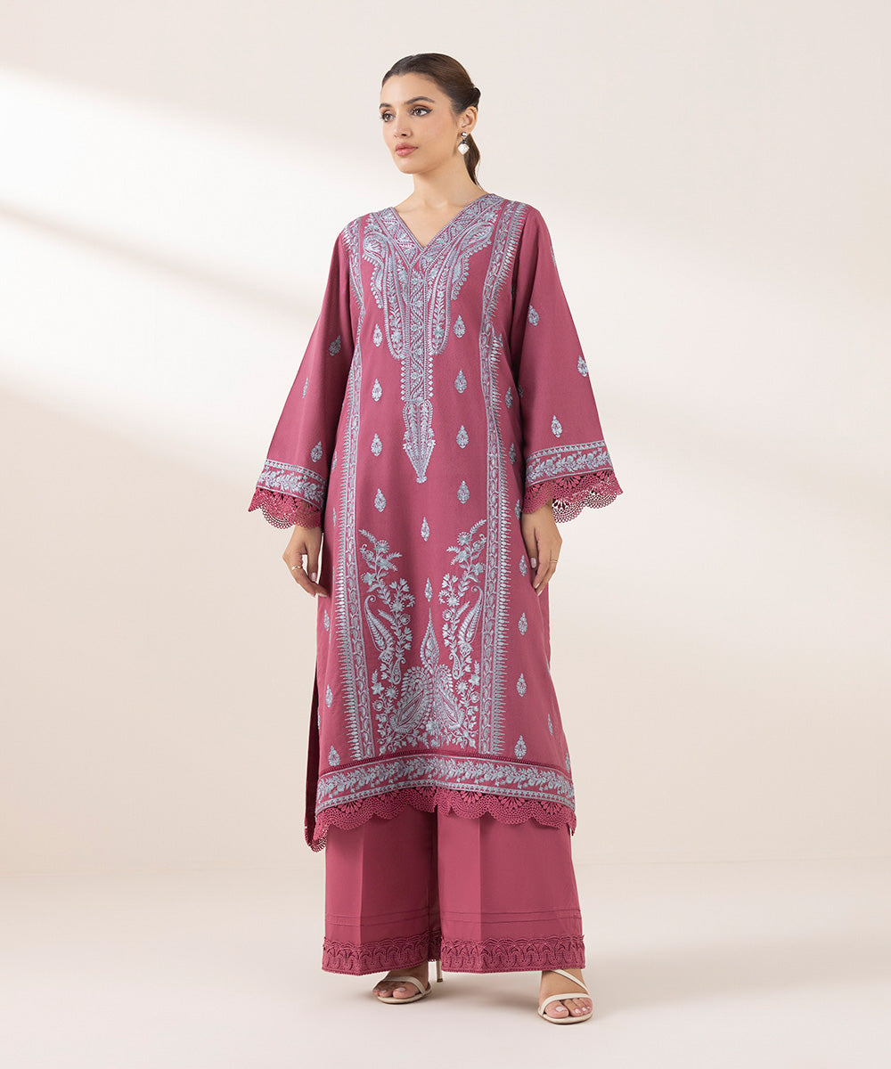 Embroidered Cotton Karandi Shirt