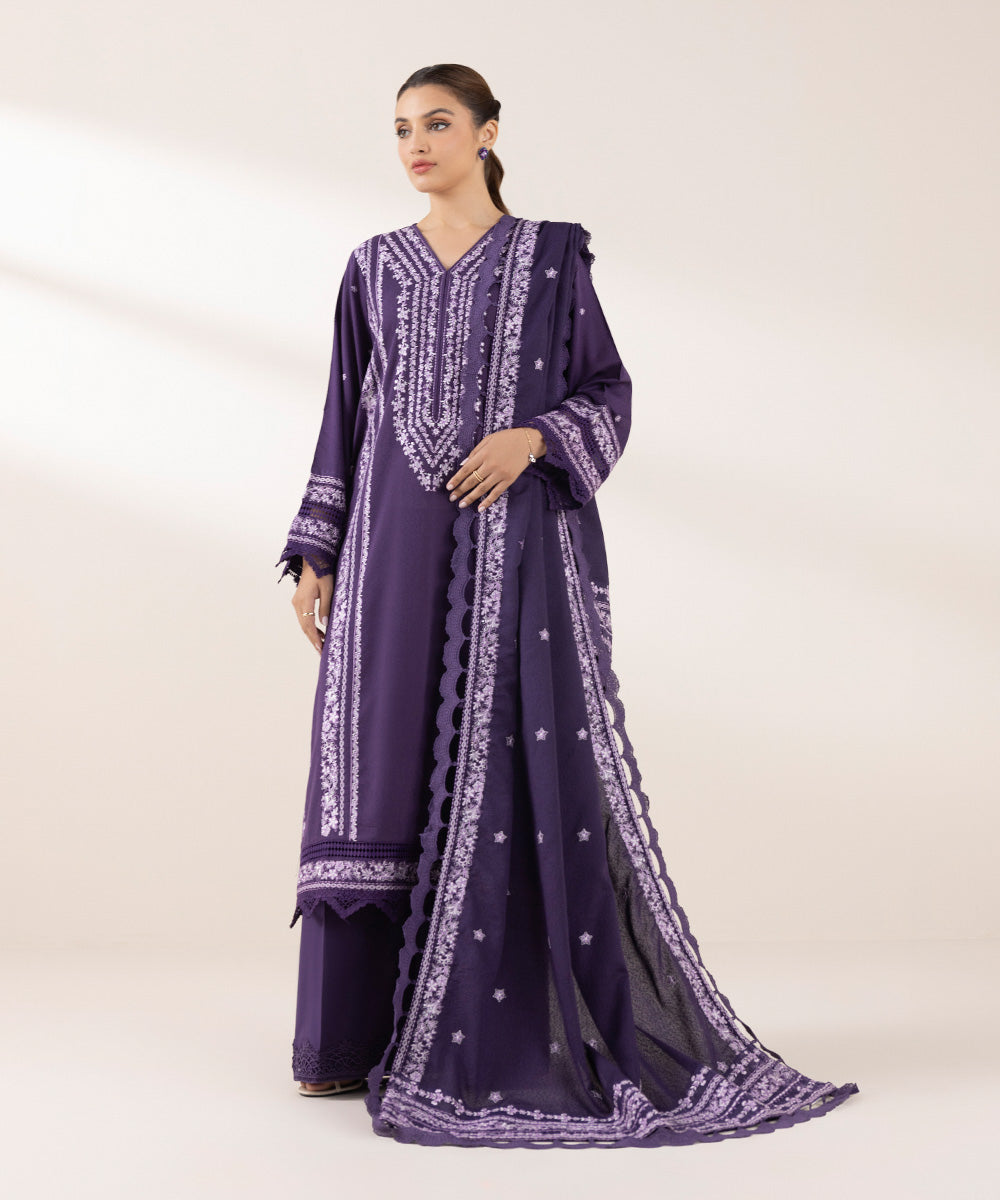 Embroidered Cotton Karandi Dupatta