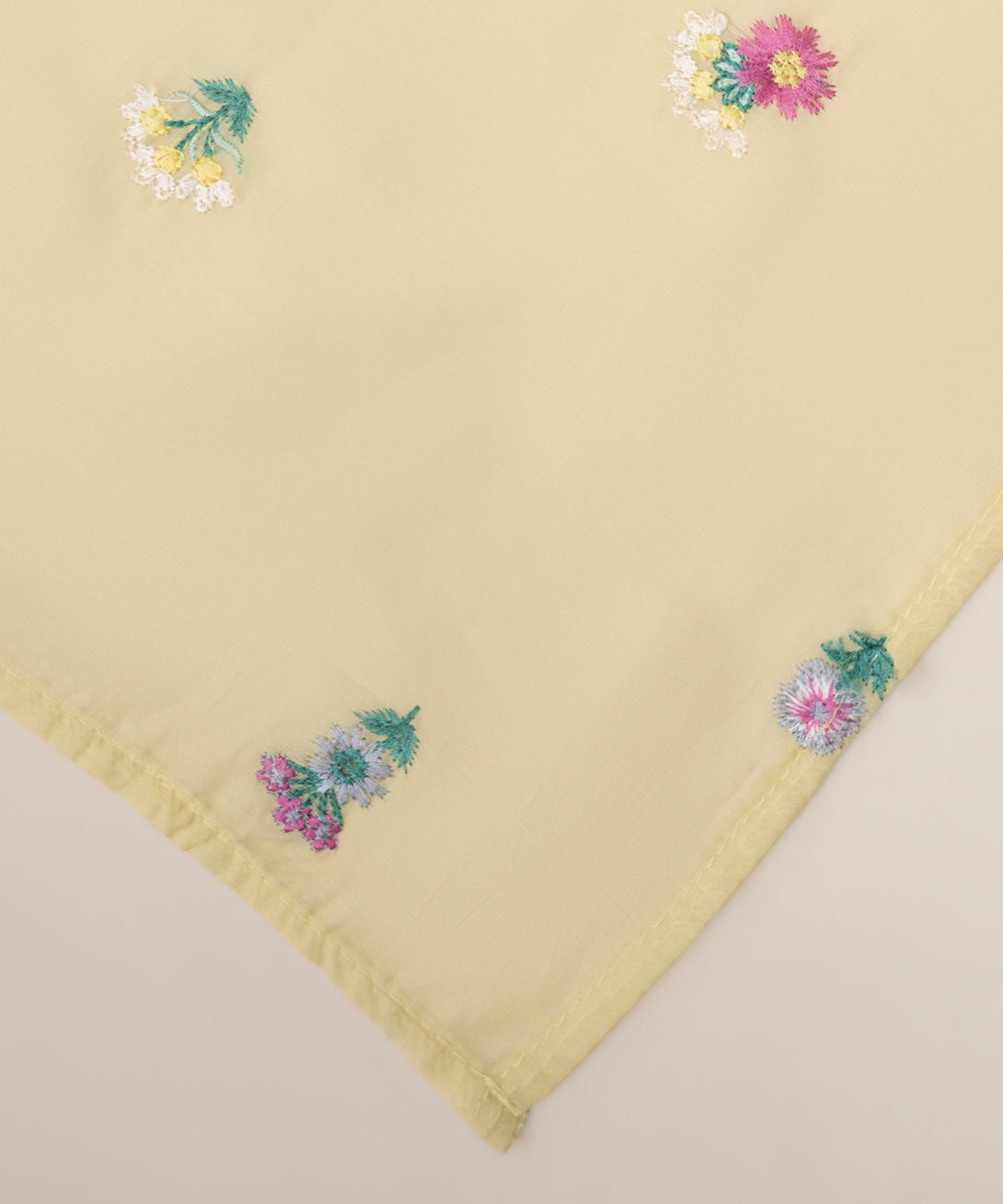 Fine Voile Yellow Embroidered Dupatta