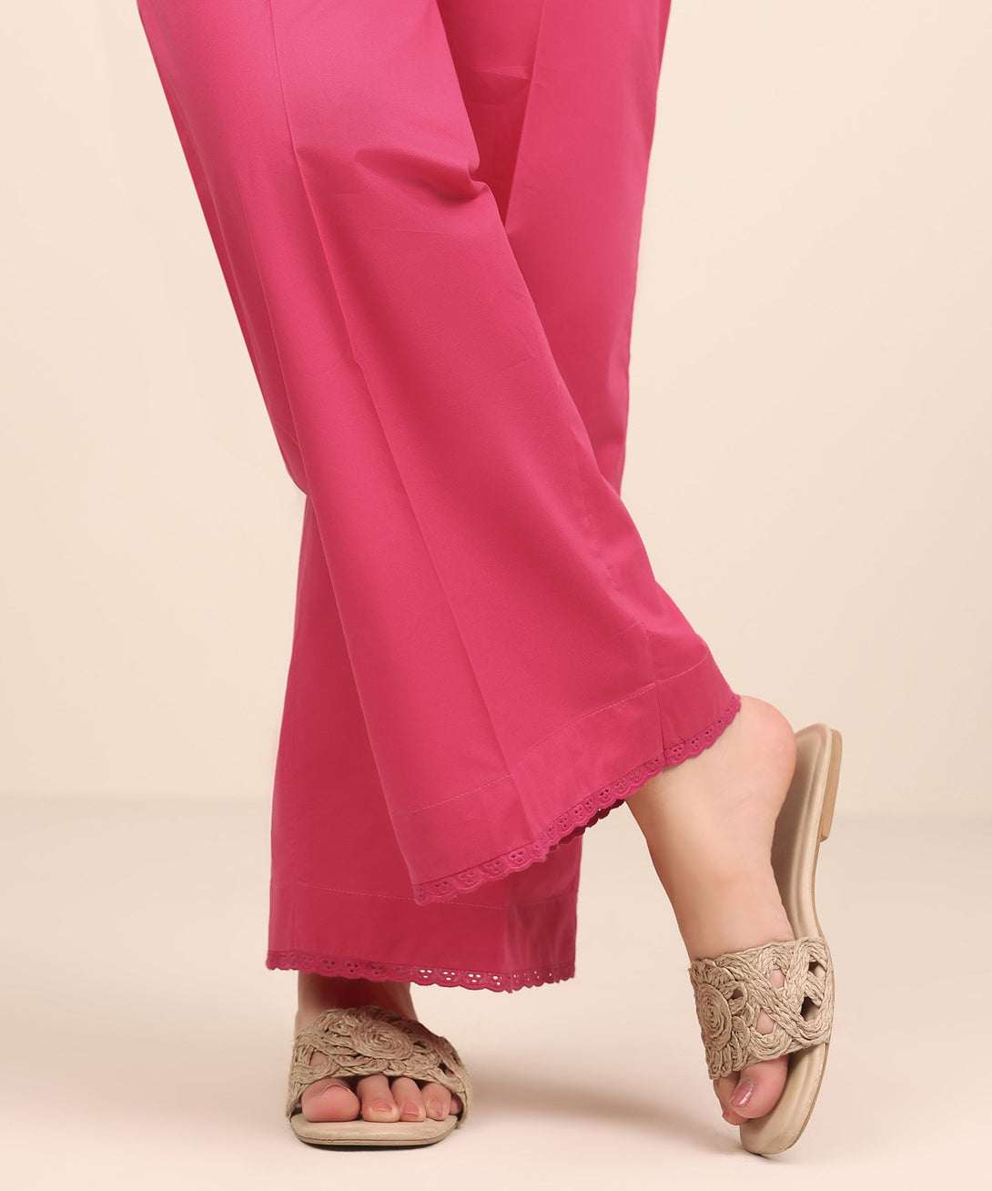 Women's RTW Cambric Pink Solid Culottes