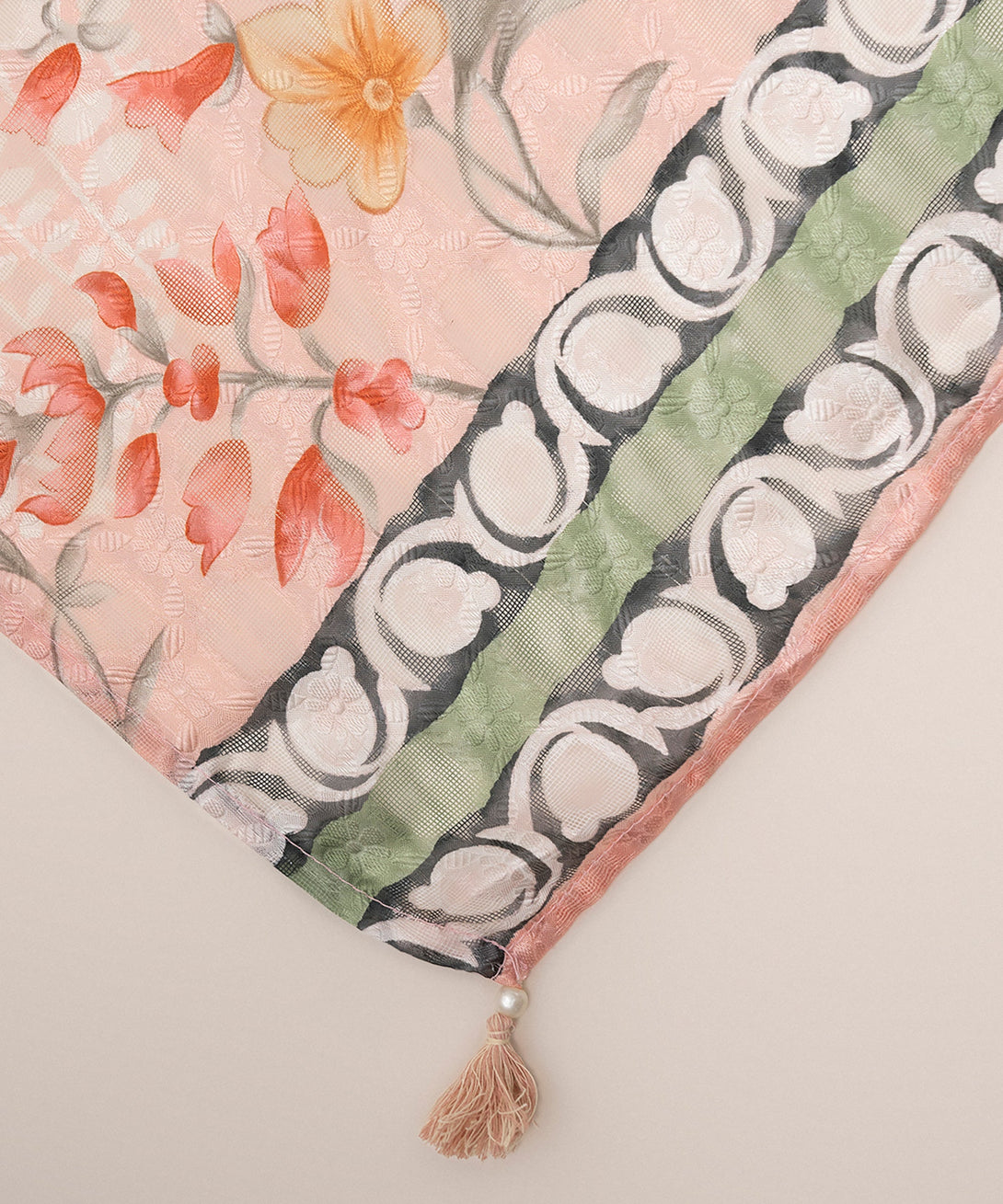Brochea Jacquard Pink Printed Dupatta