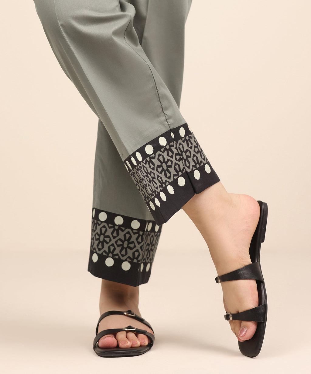 Women's RTW Cambric Grey Solid Straight Pants