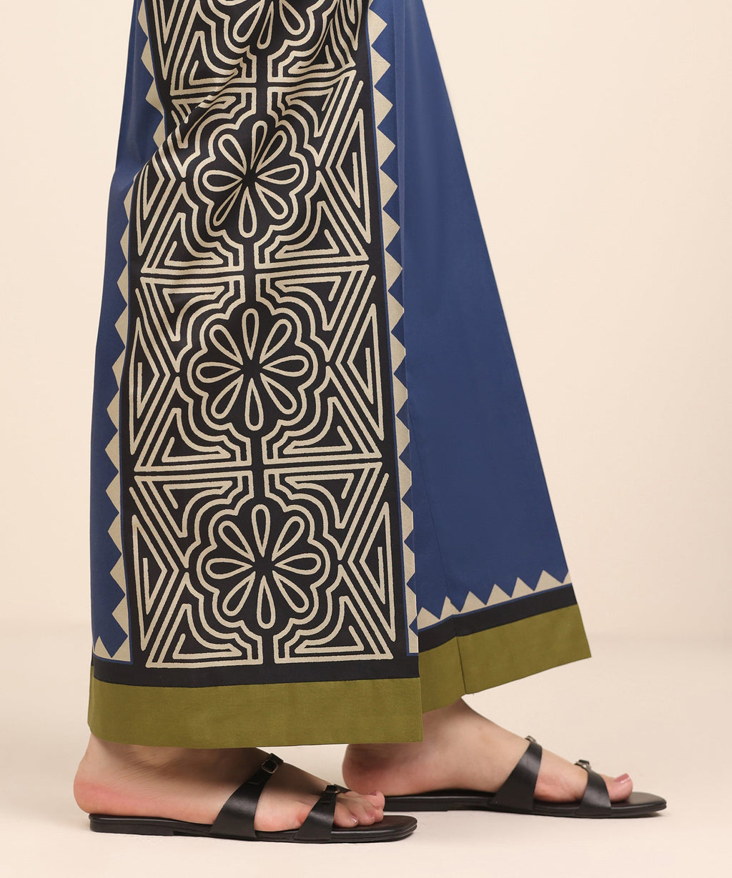 Women's RTW Cambric Blue Printed Culottes