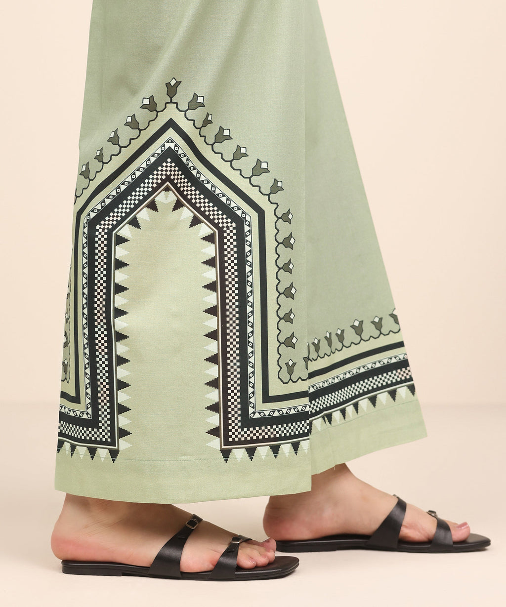 Women's RTW Cambric Green Solid Culottes