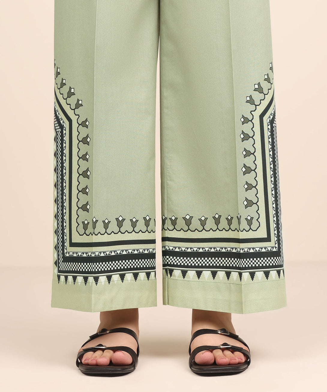 Women's RTW Cambric Green Solid Culottes