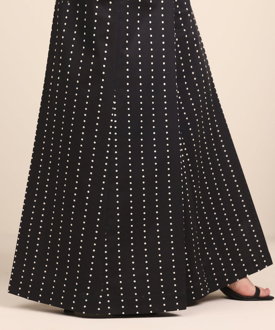 Women's RTW Cambric Black Printed Flared Pants