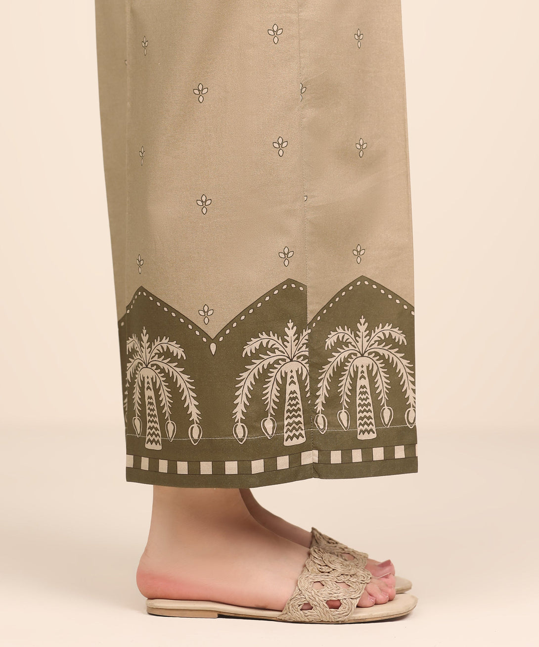 Women's RTW Cambric Brown Printed Flared Pants