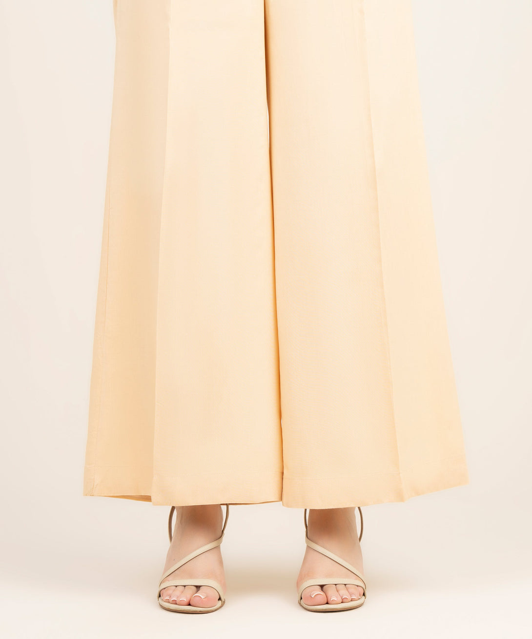 Women's RTW Viscose Linen Solid Off White Flared Pants