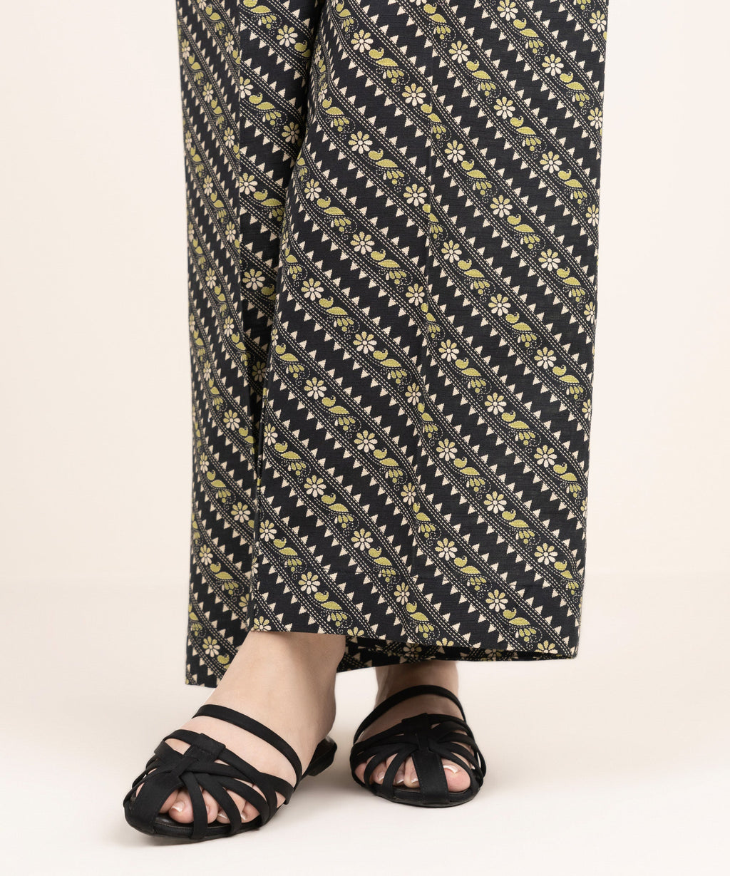 Women's RTW Khaddar Printed Black Culottes