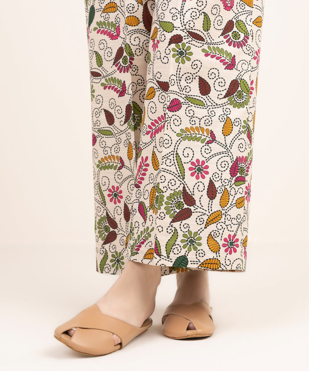Women's RTW Khaddar Printed Multi Flared Pants