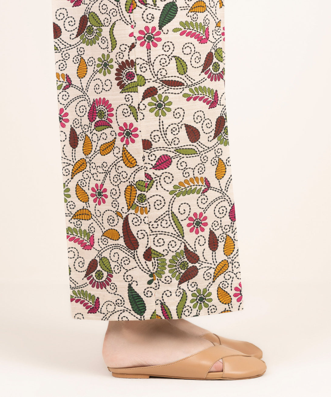 Women's RTW Khaddar Printed Multi Flared Pants