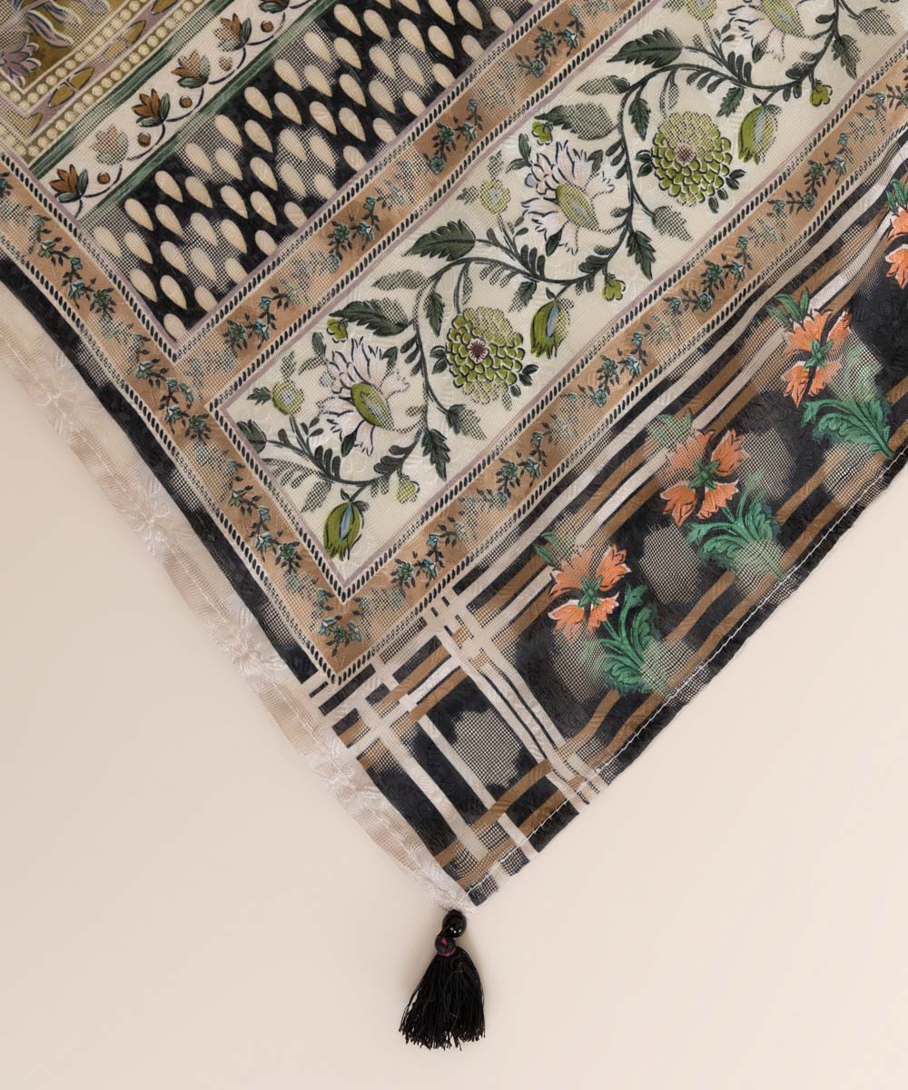 Brochea Jacquard Multi Printed Dupatta