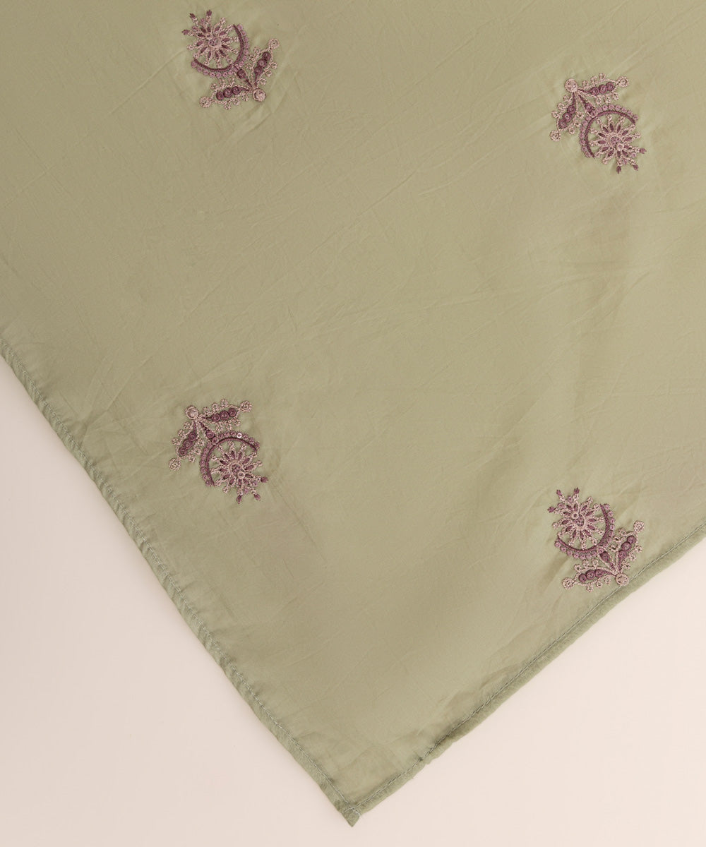 Fine Voile Green Embroidered Dupatta