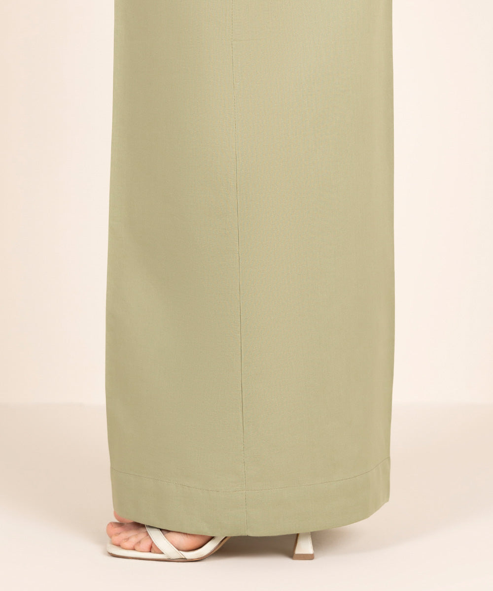 Women's RTW Cambric Green Solid Culottes