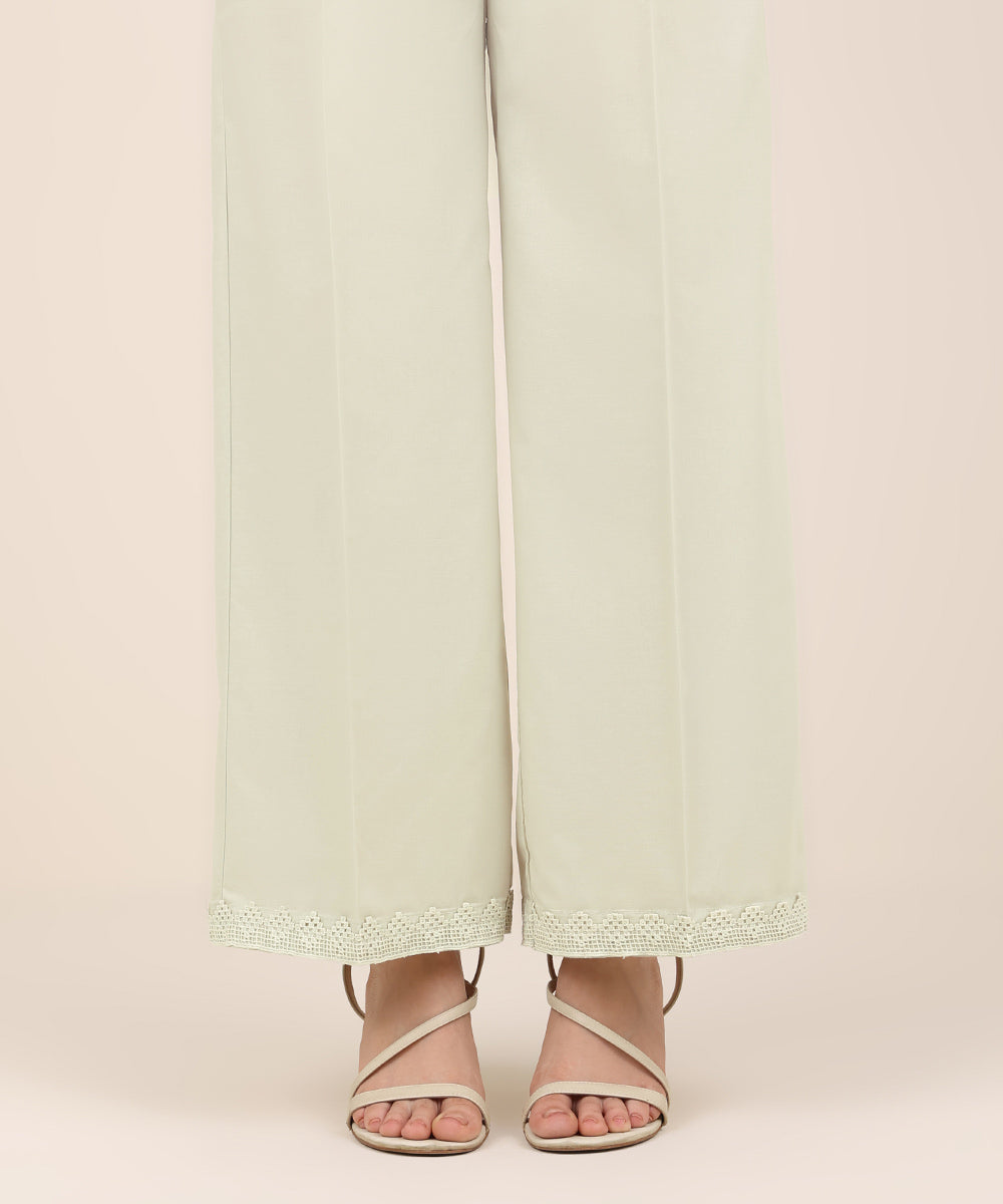 Women's RTW Cambric Green Solid Culottes