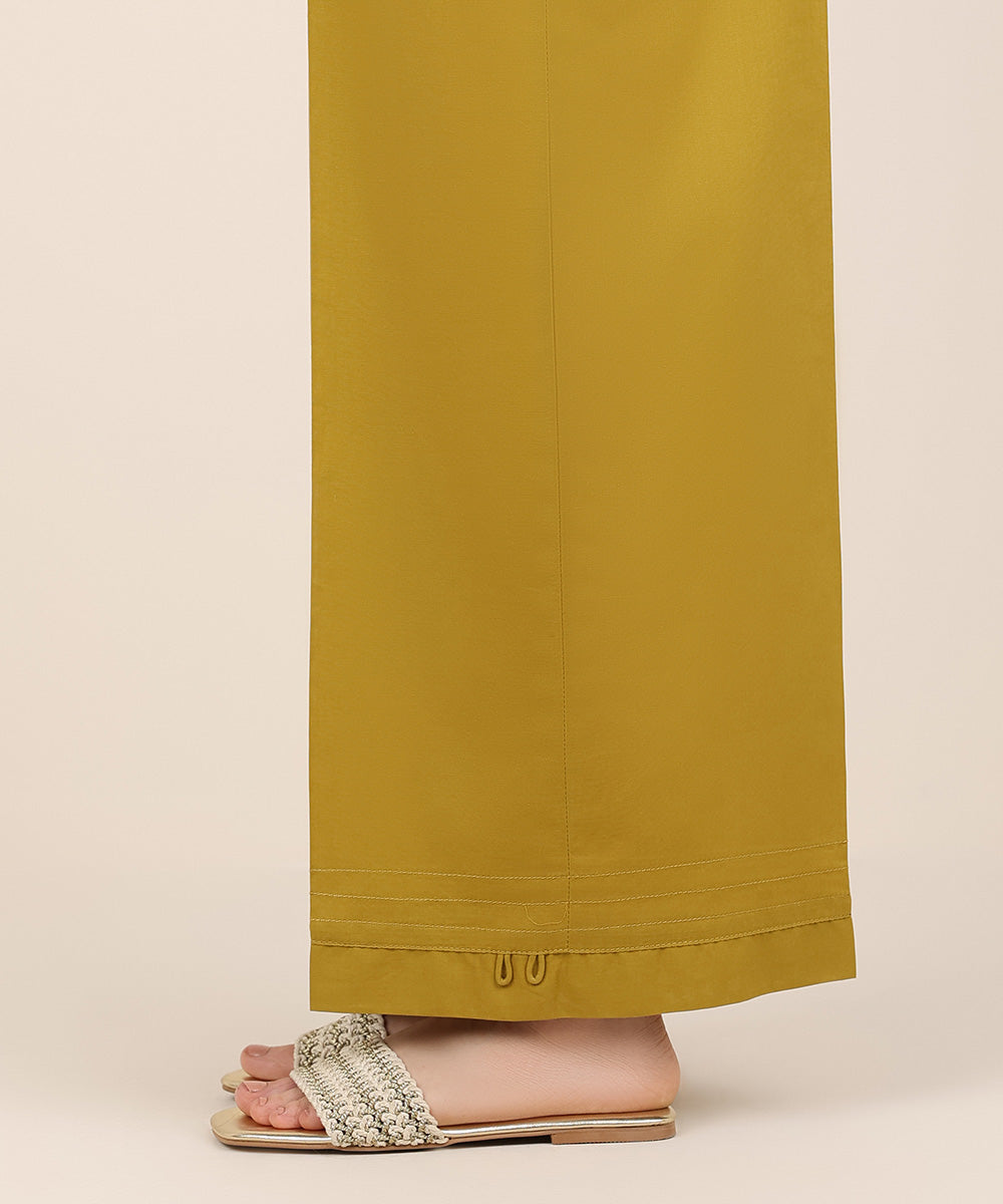 Women's RTW Cambric Yellow Solid Culottes