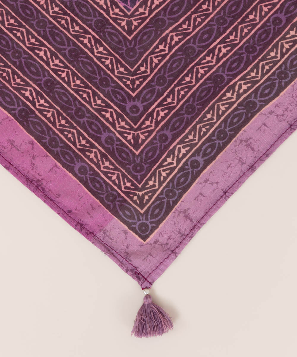 Textured Voile Purple Printed Dupatta