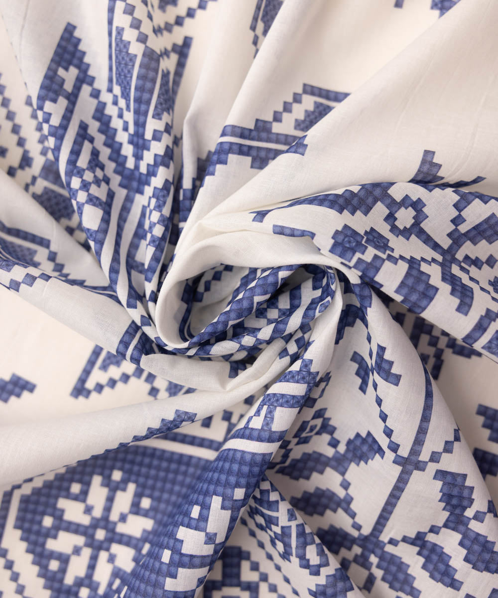 Fine Voile Blue Printed Dupatta