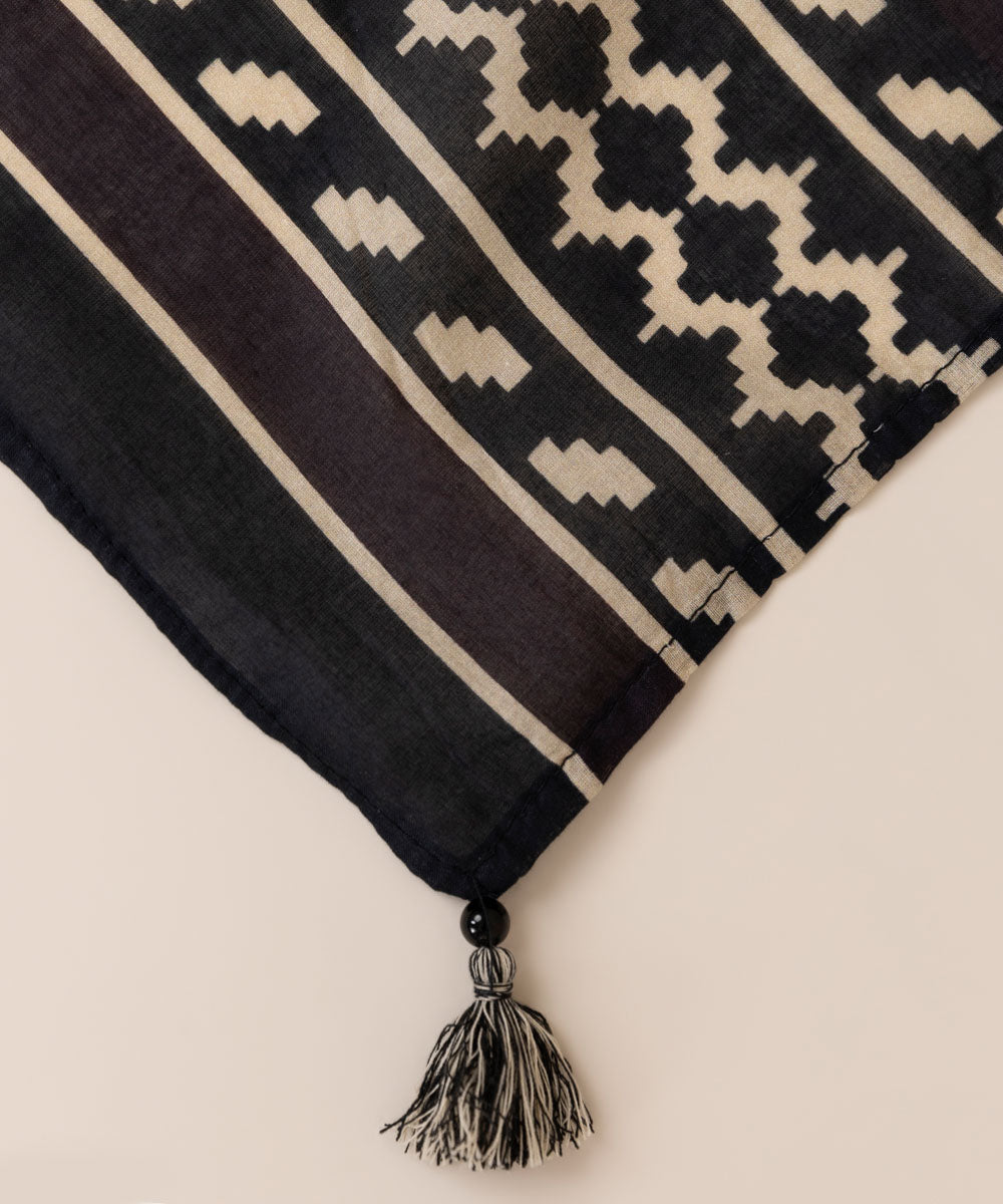 Fine Voile Black Printed Dupatta