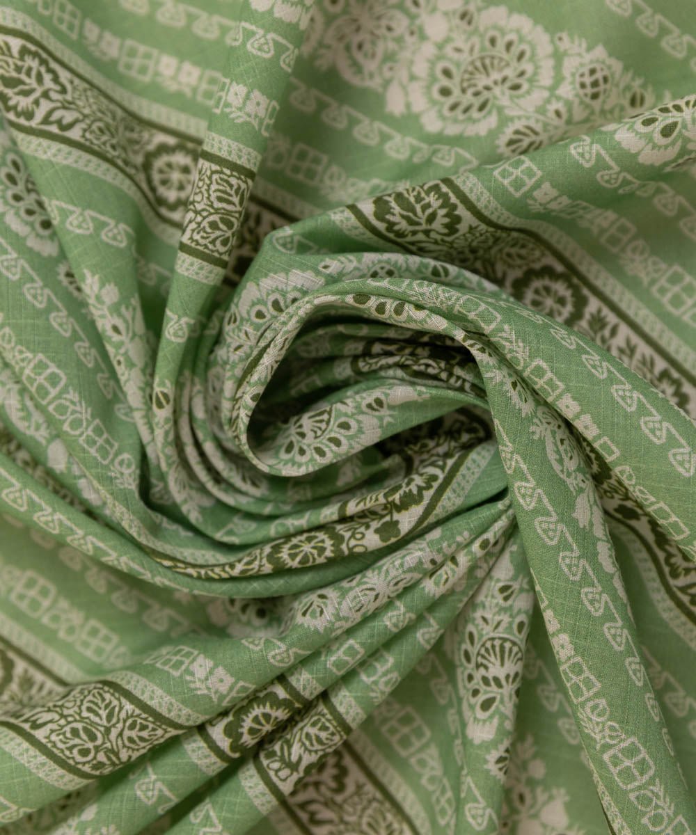 Textured Voile Green Printed Dupatta