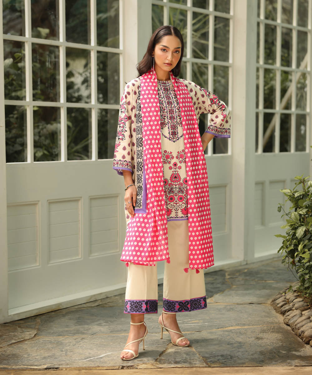 Textured Voile Multi Printed Dupatta