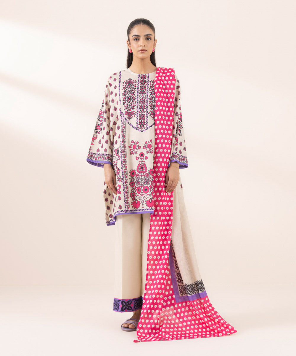 Textured Voile Multi Printed Dupatta