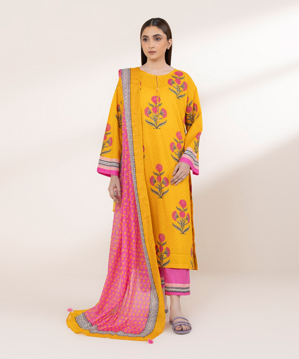 Women's RTW Textured Lawn Multi Printed Boxy Shirt